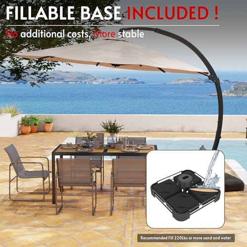  Large Cantilever Patio Umbrella with 360° Rotation for Patio and Garden (Champagne)
| Heavy-Duty 11FT Cantilever Umbrel