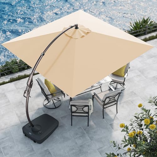 Grand Patio 10x10 FT Offset Umbrella for Deck and Porch (Champagne, Global Recycled Standard)  
Grand Patio 10x10 FT Off