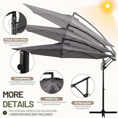  Shintenchi Outdoor Cantilever Hanging Umbrella for Poolside Sun Shade
| Dark Gray Shintenchi Hanging Offset Umbrella wi