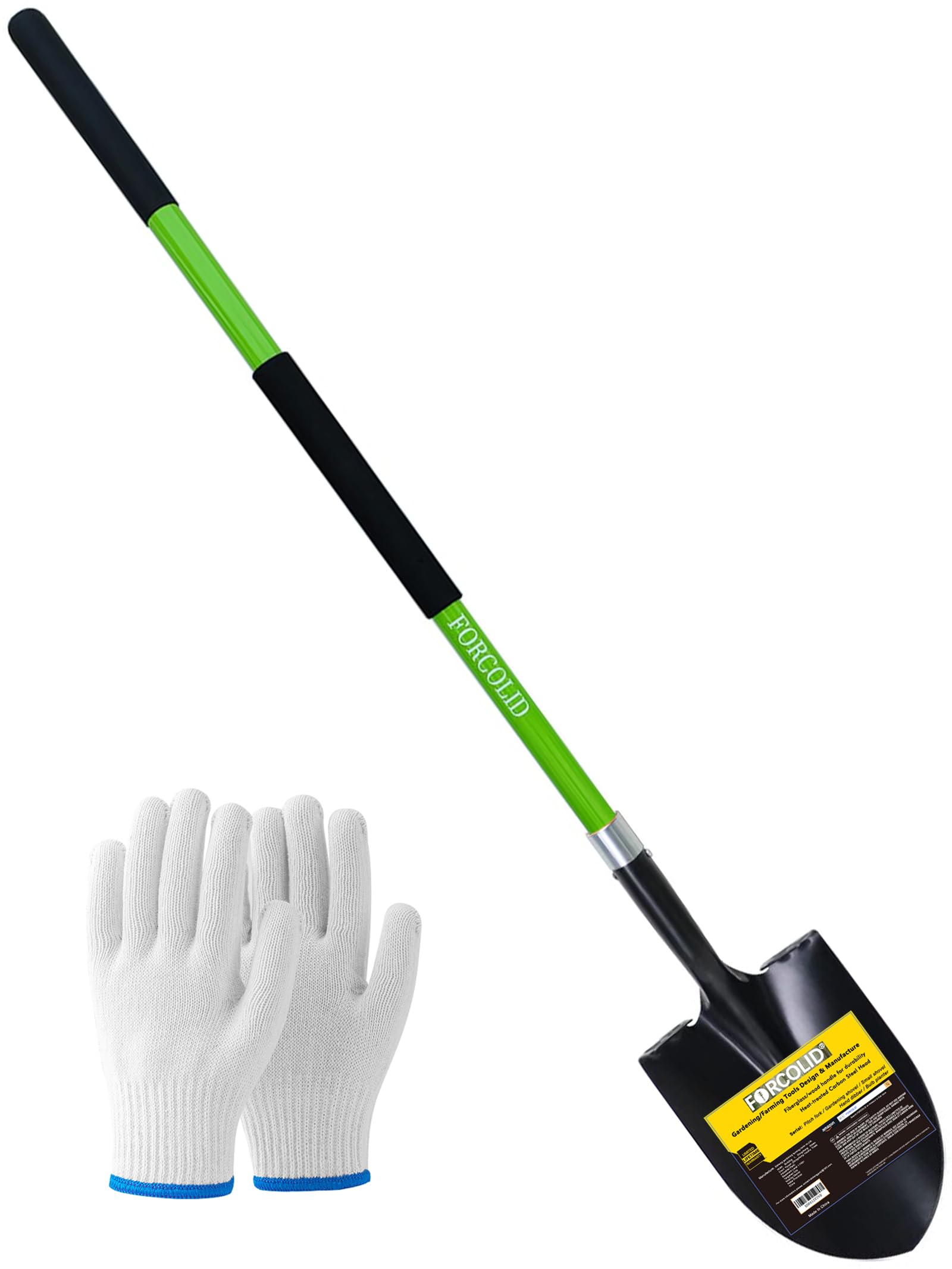  Heavy Duty Gardening Shovel for Digging - Fiberglass Handle (57 Inch Straight Blade)
| Non-Slip Tail Covered Gardening 