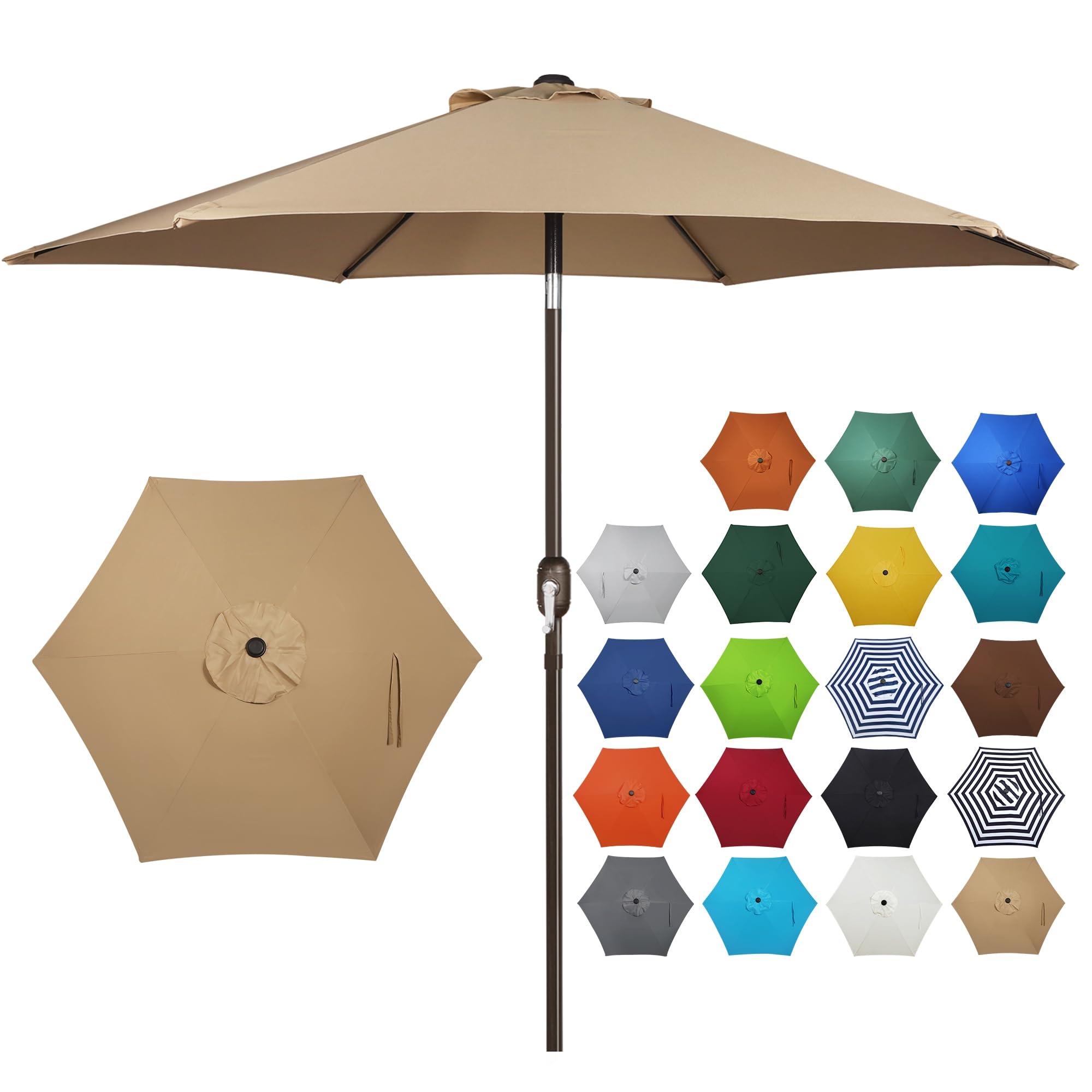 Blissun Tan 7.5 ft Patio Umbrella: Outdoor Market Umbrella with Push Button Tilt Crank
Blissun Tan 7.5 ft Patio Umbrella