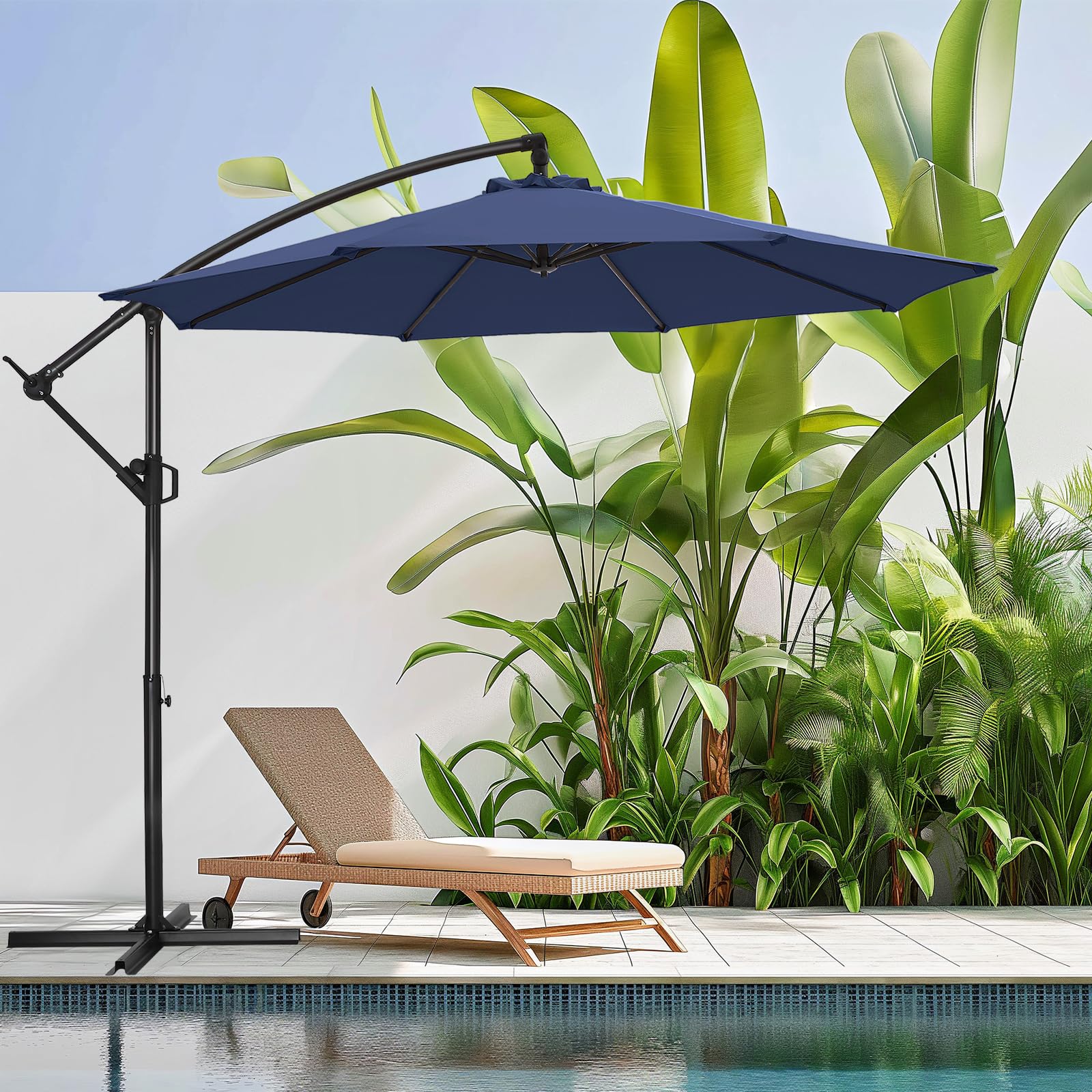 HOMSHADE 10ft Offset Patio Umbrella - UPF50+ UV Protection and Easy Tilt Adjustment for Pool Deck and Garden  
HOMSHADE 
