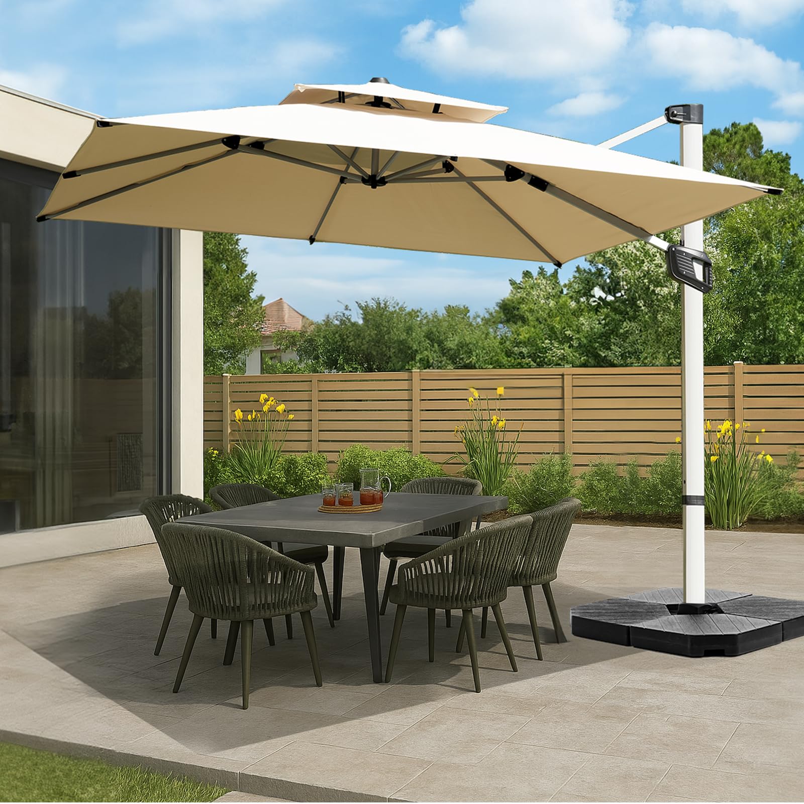 HOMSHADE Large Aluminum Cantilever Patio Umbrella for Outdoor Pool enthusiasts with 360° Rotation and Double Top